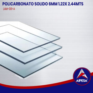 POLICARBONATO SOLIDO 6MM 1.22X 2.44MTS LAM-001-A