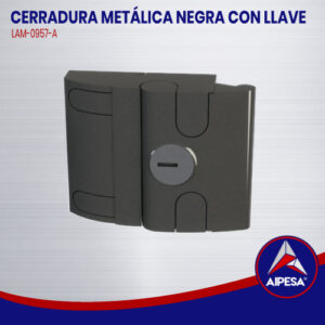 CERRADURA METÁLICA NEGRA CON LLAVE   LAM-0957-A