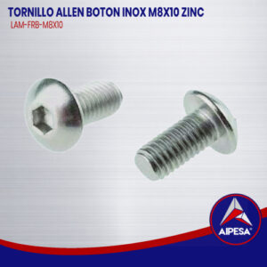 TORNILLO ALLEN BOTON INOX M8X10 ZINC  LAM-FRB-M8X10
