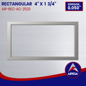 RECTANGULAR DE ALUMINIO DE  4" X 1 3/4" DE 0.050" ESPESOR