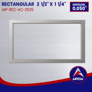RECTANGULAR DE ALUMINIO DE  2 1/2" X 1 1/4" DE 0.050" ESPESOR